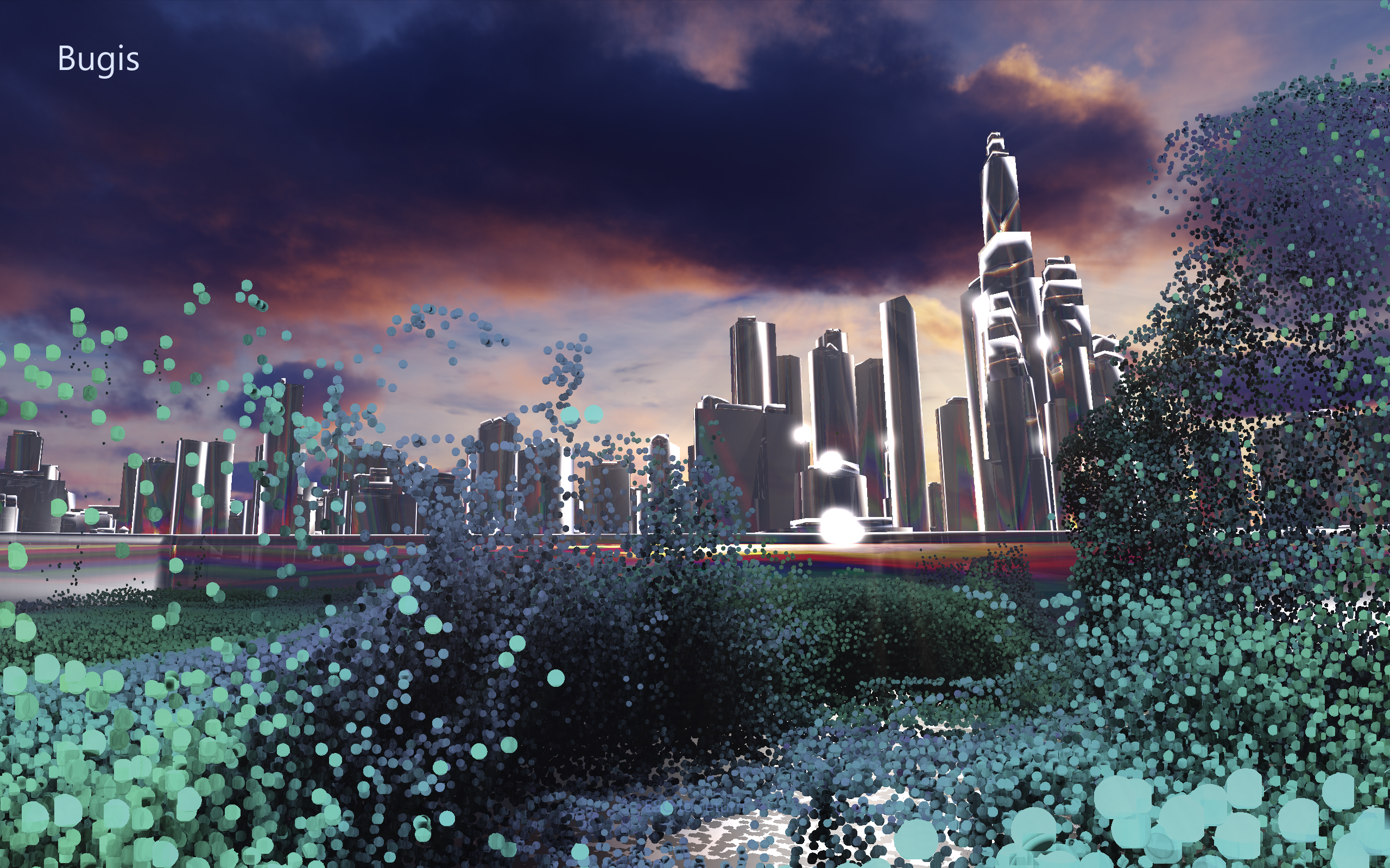 Active frame with particles rising and scattering